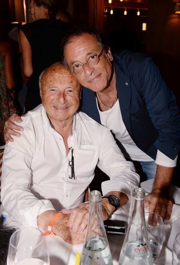 Exclusif - Le maire de Saint-Tropez, Jean-Pierre Tuveri, Félix Gray - Soirée Marcel Campion sur la plage de la Bouillabaisse à Saint-Tropez le 3 aout 2017. © Rachid Bellak/Bestimage