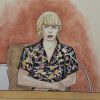 Dessins d'illustrations du procès en cours de Taylor Swift contre D.Mueller à Denver le 10 août 2017.