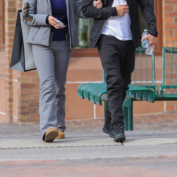 Exclusif - Le couple Katy Perry et Orlando Bloom arrivent à leur hôtel 'Jerome' à Aspen dans le Colorado pour assister au mariage de leur amie la styliste Jamie Schneider. Le 8 avril 2016