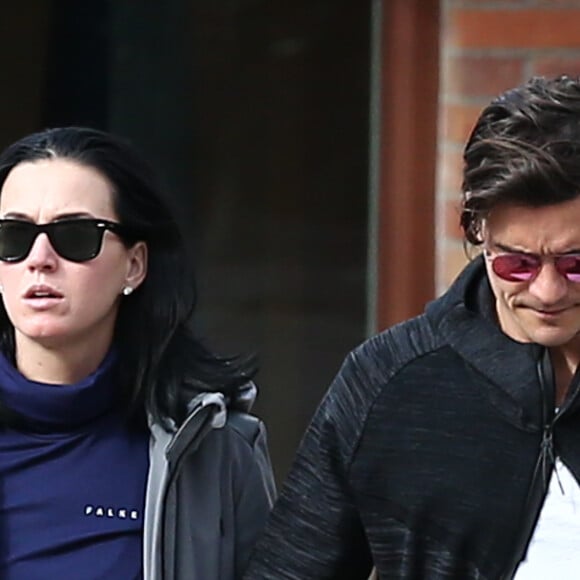 Exclusif - Le couple Katy Perry et Orlando Bloom arrivent à leur hôtel 'Jerome' à Aspen dans le Colorado pour assister au mariage de leur amie la styliste Jamie Schneider. Le 8 avril 2016