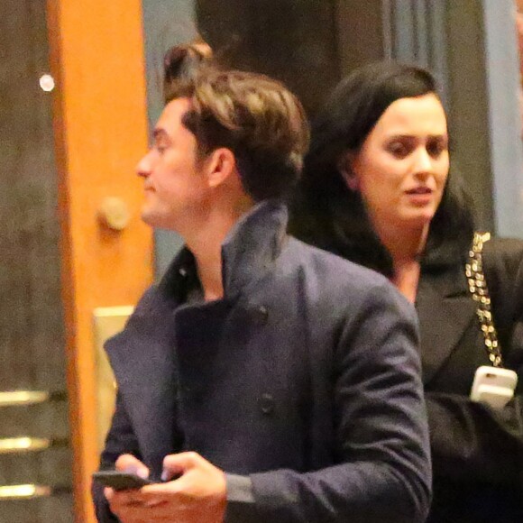 Exclusif - Le couple Katy Perry et Orlando Bloom arrivent à leur hôtel 'Jerome' à Aspen dans le Colorado pour assister au mariage de leur amie la styliste Jamie Schneider. Le 8 avril 2016