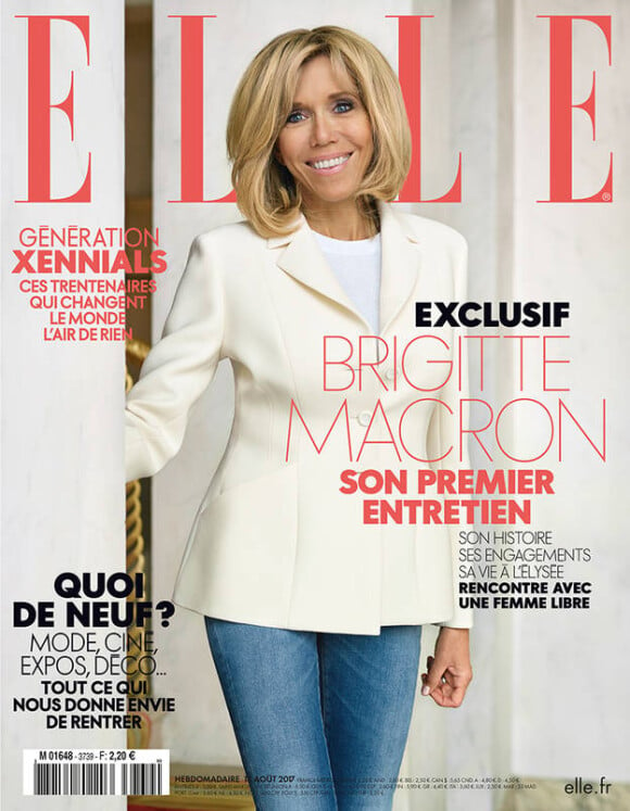 Brigitte Macron en couverture de ELLE, en kiosques le 18 août 2017.
