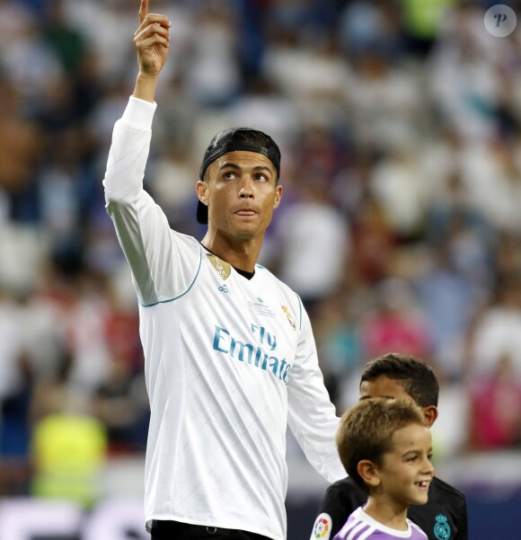 Cristiano Ronaldo. Finale de la Supercoupe d'Espagne "Real Madrid - FC Barcelone" au stade Santiago Bernabeu à Madrid, le 16 août 2017. Le Real Madrid s'est imposé 2 à 0.