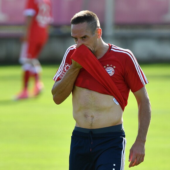 Franck Ribéry lors d'une séance d'entraînement avec son club du Bayern Munich, à Munich, le 14 août 2017.