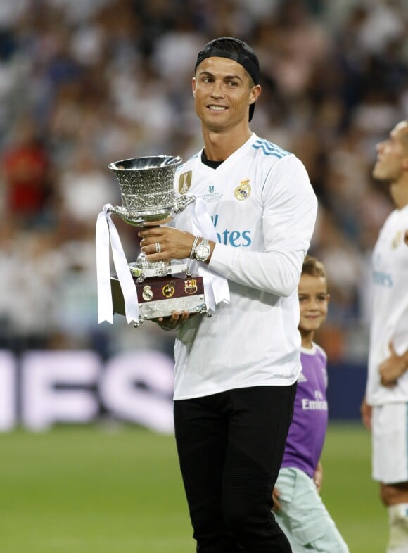 Cristiano Ronaldo. Finale de la Supercoupe d'Espagne "Real Madrid - FC Barcelone" au stade Santiago Bernabeu à Madrid, le 16 août 2017.