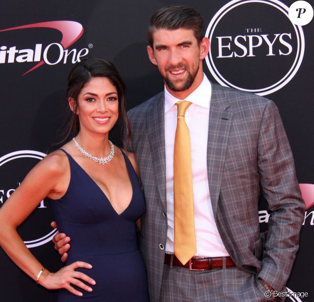 Michael Phelps et sa femme Nicole Johnson à la soirée des "ESPYS Awards" au Microsoft Theatre à Los Angeles, le 12 juillet 2017. © AdMedia via Zuma Press/Bestimage