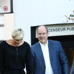 La princesse Charlene et le Prince Albert II de Monaco et leur fille la princesse Gabriella ainsi que le fils de Jean Leonard de Massy, Melchior, à gauche, durant le traditionnel pique-nique des monégasques au parc Princesse Antoinette à Monaco le 1er septembre 2017. © Olivier Huitel/Pool restreint Monaco/Bestimage