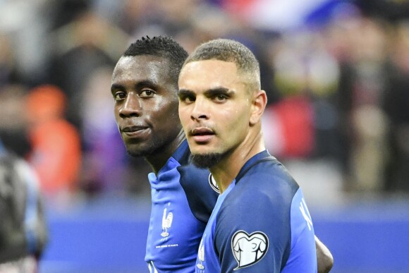 Blaise Matuidi et Layvin Kurzawa lors du match de qualification pour la Coupe du Monde 2018, "France-Bulgarie" au Stade de France à Saint-Denis, le 7 octobre 2016. © Pierre Perrusseau/Bestimage