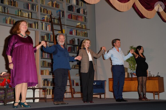 Semi-Exclusif - Alka Balbir, Léa Drucker, Fabrice Roger-Lacan, Guillaume de Tonquédec, Bernard Murat et Anne Benoît à la générale de la pièce "La Vraie Vie" au théâtre Edouard 7 à Paris, le 18 septembre 2017. © Guirec Coadic/Bestimage