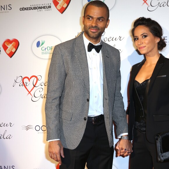 Tony Parker et sa femme Axelle au gala "Par Coeur" pour les 10 ans de l'association "Cekedubonheur" au pavillon d'Armenonville à Paris le 24 septembre 2015