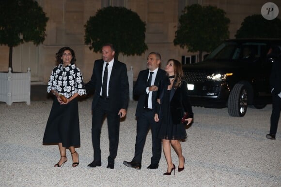 Elie Saab et sa femme Claudine - Dîner d'Etat au Palais de l'Elysée en l'honneur de M. Aoun, Président de la République Libanaise, à Paris, le 25 septembre 2017. © Dominique Jacovides/Bestimage