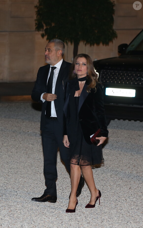 Elie Saab et sa femme Claudine - Dîner d'Etat au Palais de l'Elysée en l'honneur de M. Aoun, Président de la République Libanaise, à Paris, le 25 septembre 2017. © Dominique Jacovides/Bestimage
