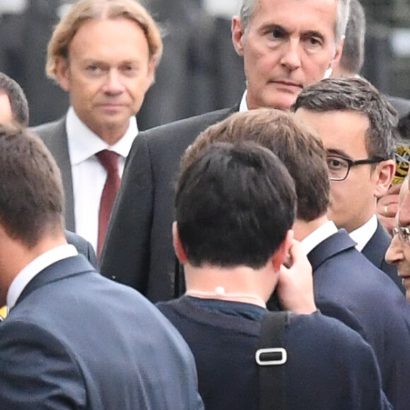 Exclusif - Gérald Darmanin, Jack Lang, Emmanuel Macron et Michel Aoun - Emmanuel Macron et Michel Aoun (président de la République Libanaise) arrivent à l'inauguration de l'exposition "Chrétiens d'Orient, deux mille ans d'histoire" à l'Institut du Monde Arabe à Paris, le 25 septembre 2017.