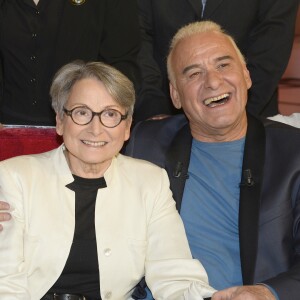 Michel Fugain avec sa soeur Claude et son fils Alexis - Enregistrement de l'émission "Vivement Dimanche" à Paris le 25 Fevrier 2015.