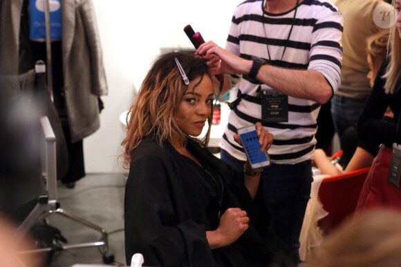 Louisy Joseph en backstage du défilé de mode printemps-été 2018 "Christophe Guillarmé" à Paris. Le 27 septembre 2017. © CVS-Veeren / Bestimage