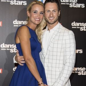 Elodie Gossuin (robe Christophe Guillarmé) et son danseur Christian Millette lors du photocall de présentation du jury et des nouveaux couples de "Danse avec les Stars" au siège de TF1 à Boulogne-Billancourt, le 28 septembre 2017. © Pierre Pérusseau/Bestimage