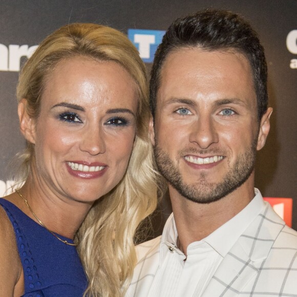 Elodie Gossuin (robe Christophe Guillarmé) et son danseur Christian Millette lors du photocall de présentation du jury et des nouveaux couples de "Danse avec les Stars" au siège de TF1 à Boulogne-Billancourt, le 28 septembre 2017. © Pierre Pérusseau/Bestimage