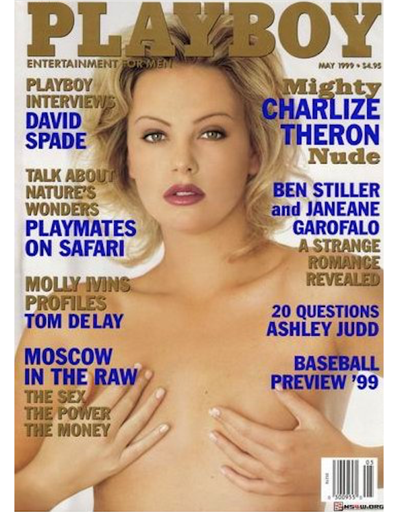 Charlize Theron en couverture de Playboy, en 1999.