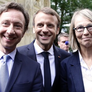 Le Président de la république française Emmanuel Macron visite le château de Monte-Cristo en compagnie de Stéphane Bern et Francoise Nyssen, Marly-le-Roi, France, le 15 septembre 2017. © Stéphane Lemouton/Bestimage