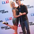 Brian Joubert et Katrina Patchett - Photocall de présentation de la nouvelle saison de "Danse avec les Stars 5" au pied de la tour TF1 à Paris, le 10 septembre 2014.