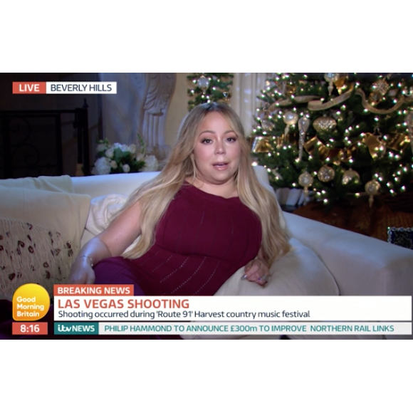 Mariah Carey interviewée en duplex de Los Angeles pour l'émission anglaise "Good Morning Britain" le 2 octobre 2017