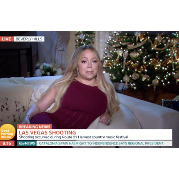Mariah Carey interviewée en duplex de Los Angeles pour l'émission anglaise "Good Morning Britain" le 2 octobre 2017