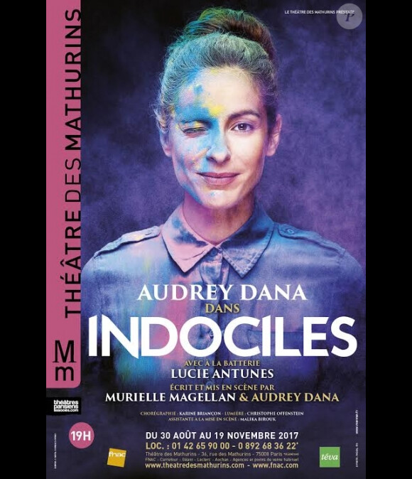 Affiche du spectacle Indociles, de et avec Audrey Dana, au théâtre des Mathurins