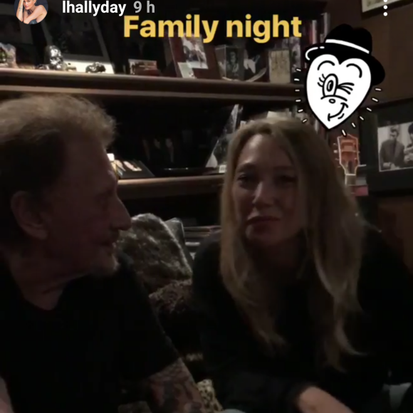 Johnny Hallyday en studio avec sa fille Laura Smet, à Paris. Instagram, le 4 octobre 2017.