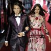 Brandon Thomas Lee (fils de Pamela Anderson) et Coco König défilent à Milan pour le "Secret show" de la maison Dolce & Gabbana pour la collection printemps-été 2018 le 23 septembre 2017.