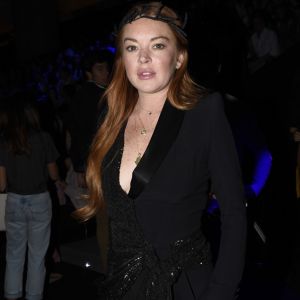 Lindsay Lohan assiste au défilé de mode de Malne lors de la Fashion Week de Madrid le 16 septembre 2017.