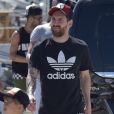 Lionel Messi, sa femme Antonella Rocuzzo et leur fils Thiago en vacances à Ibiza le 12 juin 2017.