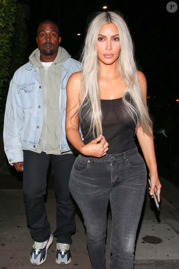 Exclusif - Kim Kardashian et son mari Kanye West sont allés diner en amoureux au restaurant Giorgio Baldi à Santa Monica. Le 23 septembre 2017.