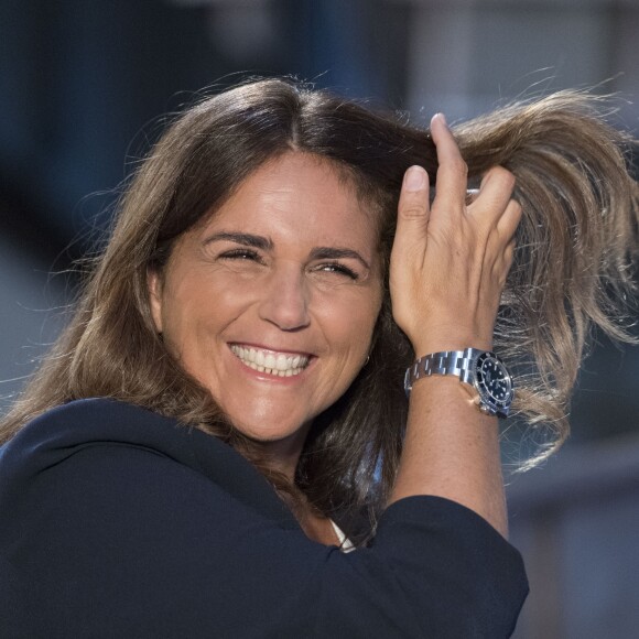Semi-exclusif - Valérie Bénaïm à l'enregistrement de l'émission "Animaux Stars" présentée par Bernard Montiel à Paris, France, le 1er septembre 2017. L'émission sera diffusée le 30 septembre. © Pierre Perusseau/Bestimage