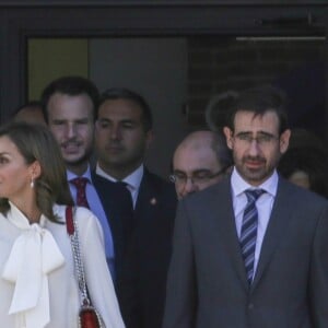 La reine Letizia d'Espagne visite l'école "Segundo Chomon" à Teruel, le 27 septembre 2017.