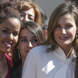 La reine Letizia d'Espagne visite l'école "Segundo Chomon" à Teruel, le 27 septembre 2017.