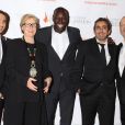 Olivier Nakache, Meryl Streep, Omar Sy, Eric Toledano, Harvey Weinstein lors de la soirée de soutien pour la fondation "Christopher &amp; Dana Reeve" à New York, le 28 octobre 2012.
