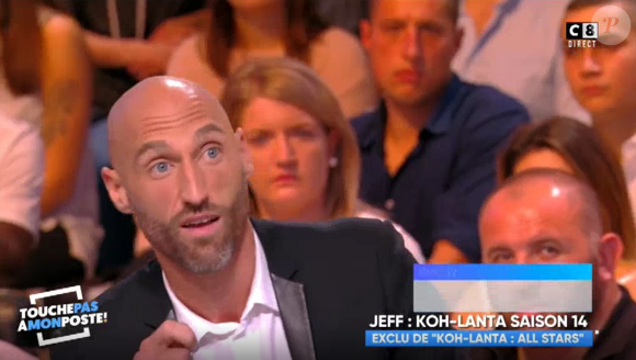 Jeff, ex-candidat de "Koh-Lanta 2015" (TF1) et "Les Anges 8" (NRJ12), balance sur le casier judiciaire d'un supposé candidat de "Koh-Lanta All Stars" dans "Touche pas à mon poste" (C8), mardi 17 octobre 2017.