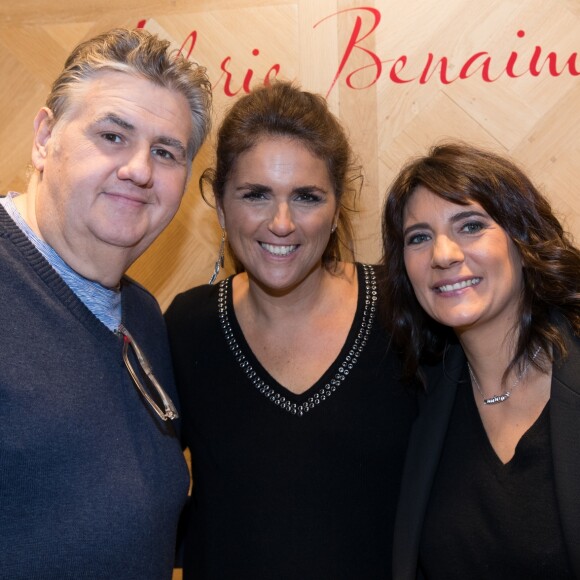 Exclusif - Pierre Ménès, Valérie Bénaïm, Estelle Denis - Lancement de la collection capsule "Max & Moi vu par Valérie Benaïm" à Paris, le 20 octobre 2017. © Cyril Moreau/Bestimage