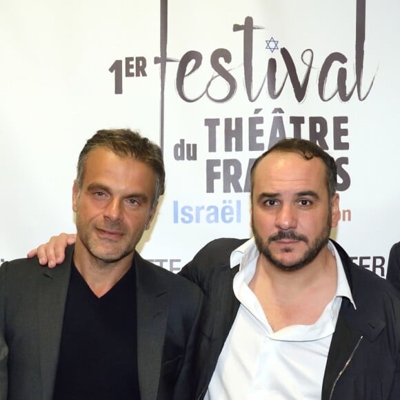 Exclusif - Le producteur du festival Jean-Marc Dumontet, le fondateur du Festival, l'acteur et metteur en scène Steve Suissa, François-Xavier Demaison et Laurent Ruquier - 4e soirée du tout 1er Festival du Théâtre Français en Israël, organisé par Steve Suissa à Tel Aviv, le 30 octobre 2017. © Erez Lichtfeld/Bestimage