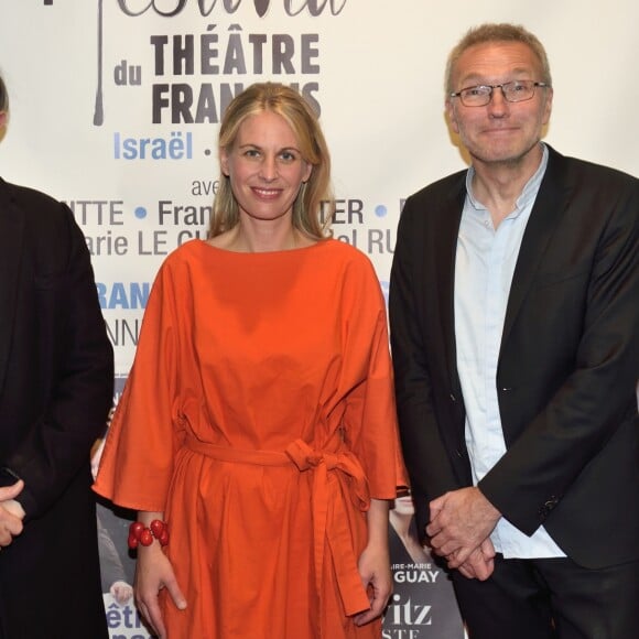 Francis Huster, la pianiste Claire-Marie Le Guay et Laurent Ruquier - 3e soirée du tout 1er Festival du Théâtre Français en Israël, organisé par Steve Suissa à Tel Aviv, le 29 octobre 2017. © Erez Lichtfeld/Bestimage