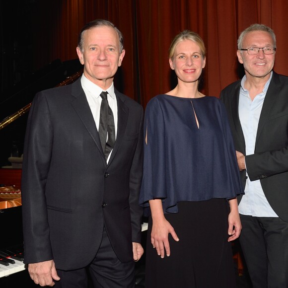 Francis Huster, la pianiste Claire-Marie Le Guay et Laurent Ruquier - 3e soirée du tout 1er Festival du Théâtre Français en Israël, organisé par Steve Suissa à Tel Aviv, le 29 octobre 2017. © Erez Lichtfeld/Bestimage