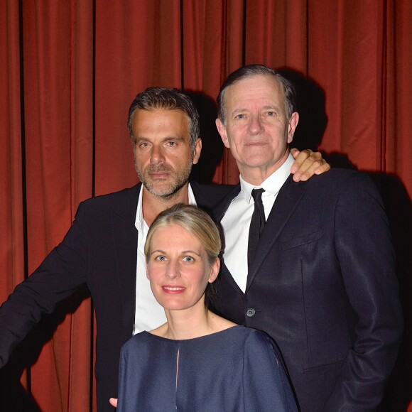 Le fondateur du festival l'acteur et metteur en scène Steve Suissa, Francis Huster et la pianiste Claire-Marie Le Guay - 3e soirée du tout 1er Festival du Théâtre Français en Israël, organisé par Steve Suissa à Tel Aviv, le 29 octobre 2017. © Erez Lichtfeld/Bestimage