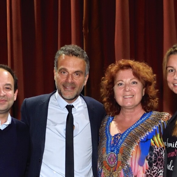 Exclusif - Frank Melloul, Président de la chaine de télévision i24News, Steve Suissa, fondateur du festival, Véronique Genest et Jennifer Lauret - 1re soirée du tout 1er Festival du Théâtre Français en Israël, organisé par Steve Suissa à Tel Aviv, le 22 octobre 2017. © Erez Lichtfeld/Bestimage