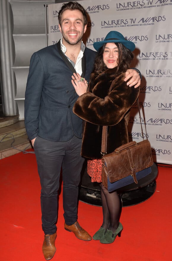 Coline D'Inca ( plus belle la vie) et Arnaud Mizzon - Cérémonie des "Lauriers TV Awards 2015" à la Cigale à Paris, le 6 janvier 2015.