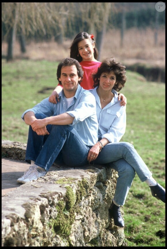 Michel et Stéphanie Fugain avec leur fille Marie en 1985.  