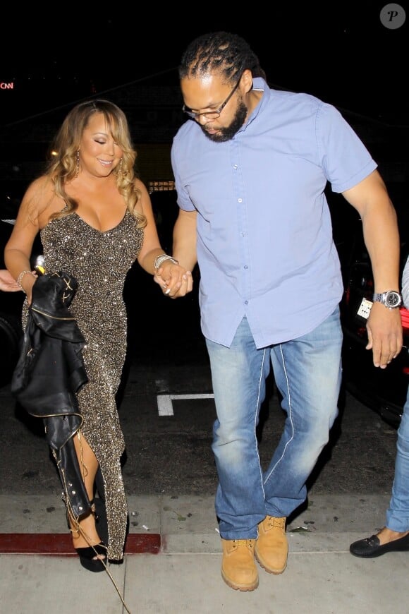 Exclusif - Mariah Carey est allée diner en amoureux avec son compagnon Bryan Tanaka au restaurant TAO à Los Angeles, le 31 août 2017