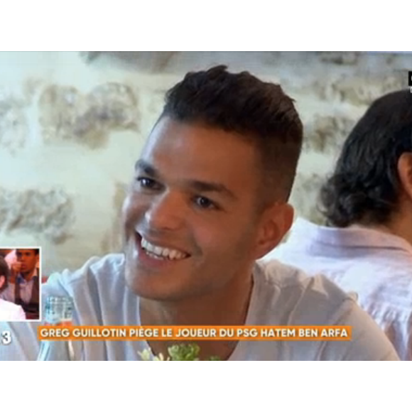 Hatem Ben Arfa piégé par Greg Guillotin dans "La Grande Rassrah 3" (C8), mercredi 8 novembre 2017.