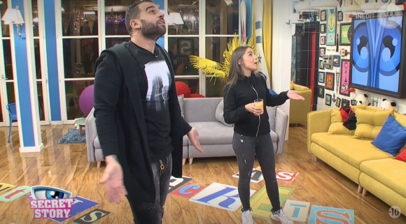 Noré et Kamila lors de la quotidienne de "Secret Story 11" (NT1), mercredi 15 novembre 2017.