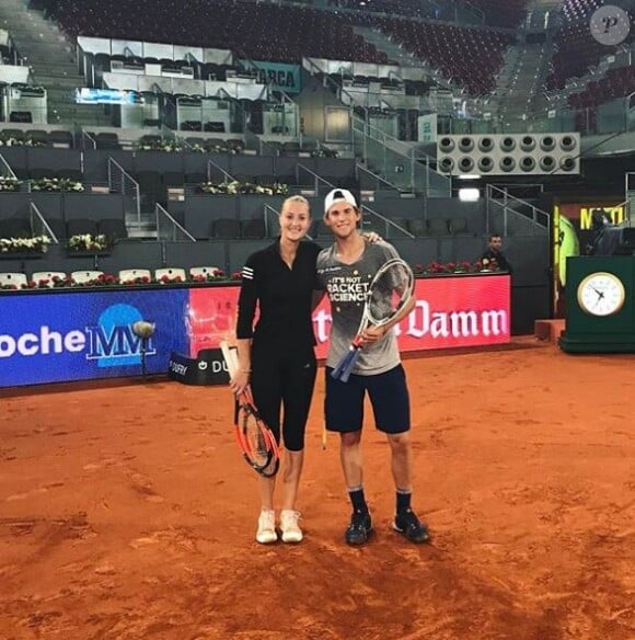 Kristina Mladenovic pose avec Dominic Thiem à Madrid, le 13 mai 2017. Photo Instagram.