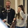 Exclusif - Justin Timberlake et sa femme Jessica Biel sortent, hilares et complices, d'un immeuble de bureaux à Los Angeles, Californie, Etats-Unis, le 30 novembre 2017.
